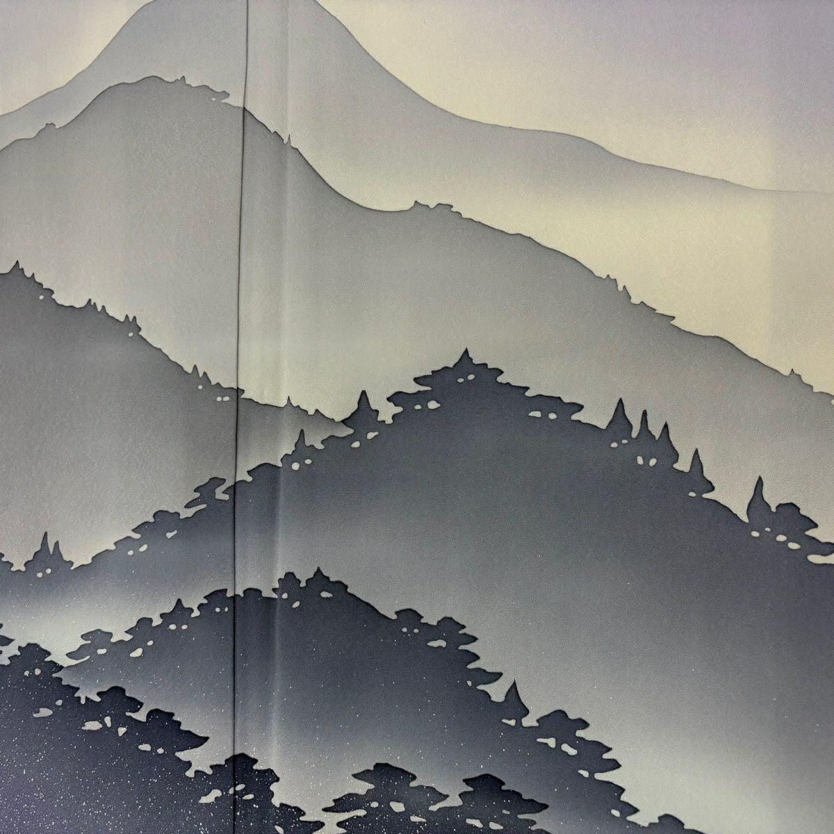 付下 身長159cm 袖長62cm S 雙層 風景 輪廓 漸層 淡紫 純蠶絲 優品級 一個紋