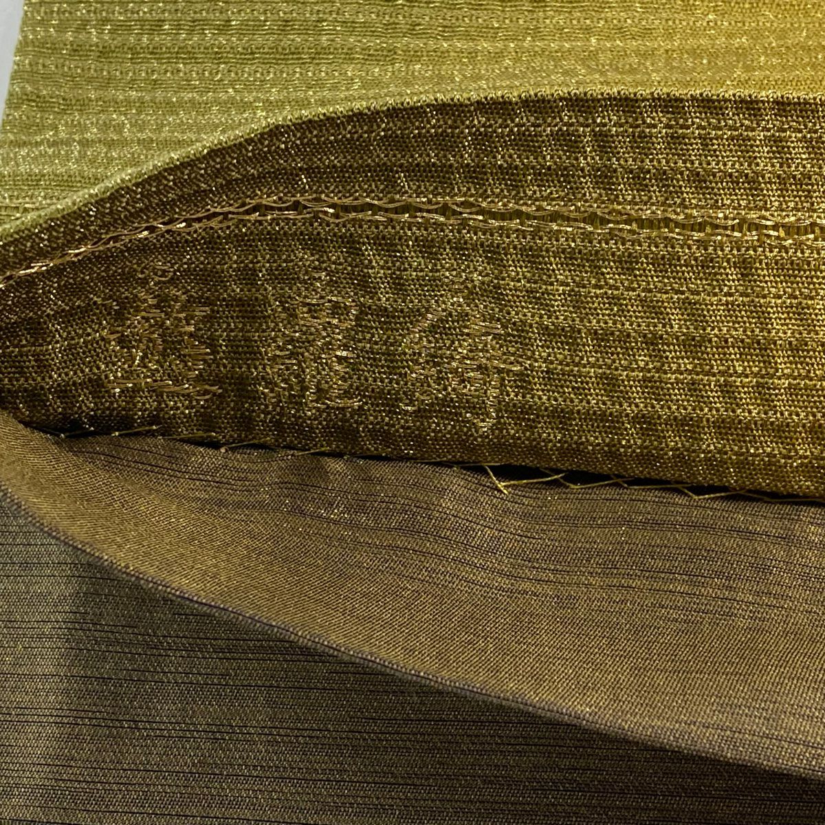 袋帶 美品 秀品級 漸層圖案 金金箔 山吹茶 純蠶絲