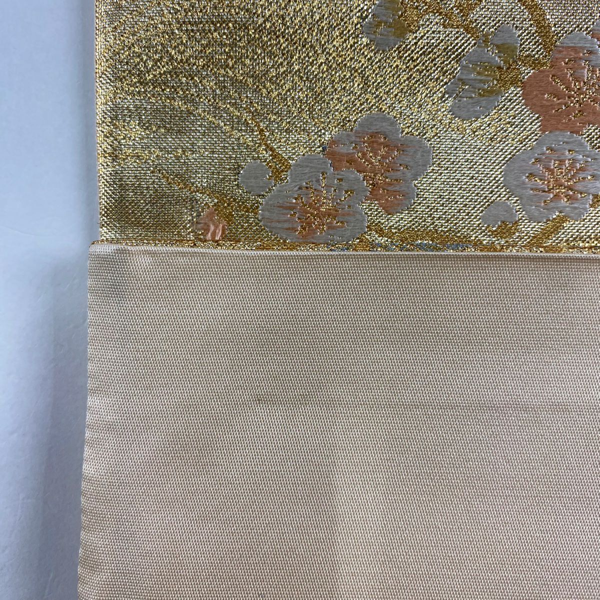 袋帶 美品 秀品級 扇子花丸紋 金絲 金金箔 金 六通 純蠶絲