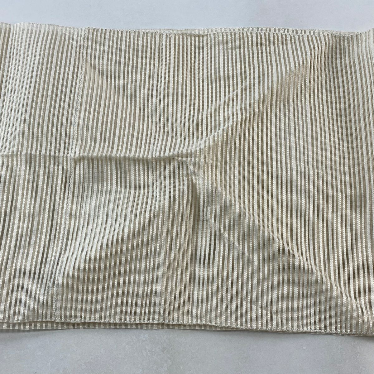 名古屋帶 優品級 夏帶 絽 八寸名古屋帶 松樹葉仕立 雜紋 奶油色 純蠶絲
