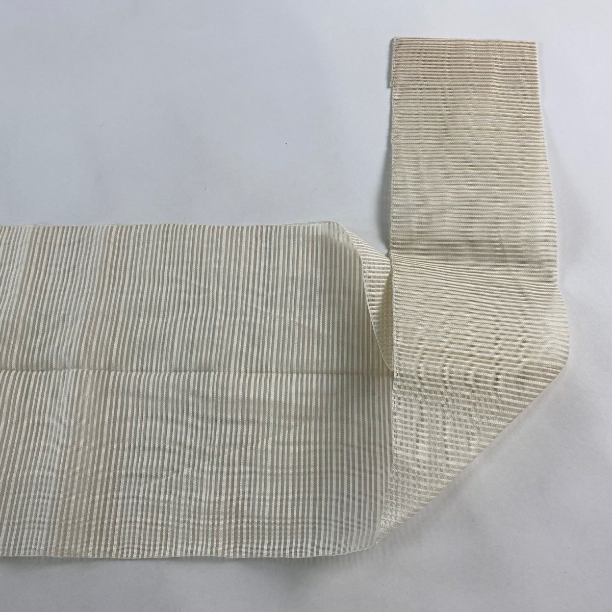 名古屋帶 優品級 夏帶 絽 八寸名古屋帶 松樹葉仕立 雜紋 奶油色 純蠶絲