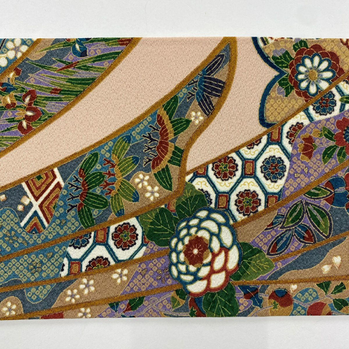 名古屋帶 秀品級 熨斗紋 櫻花 金銀彩 粉紅 純蠶絲