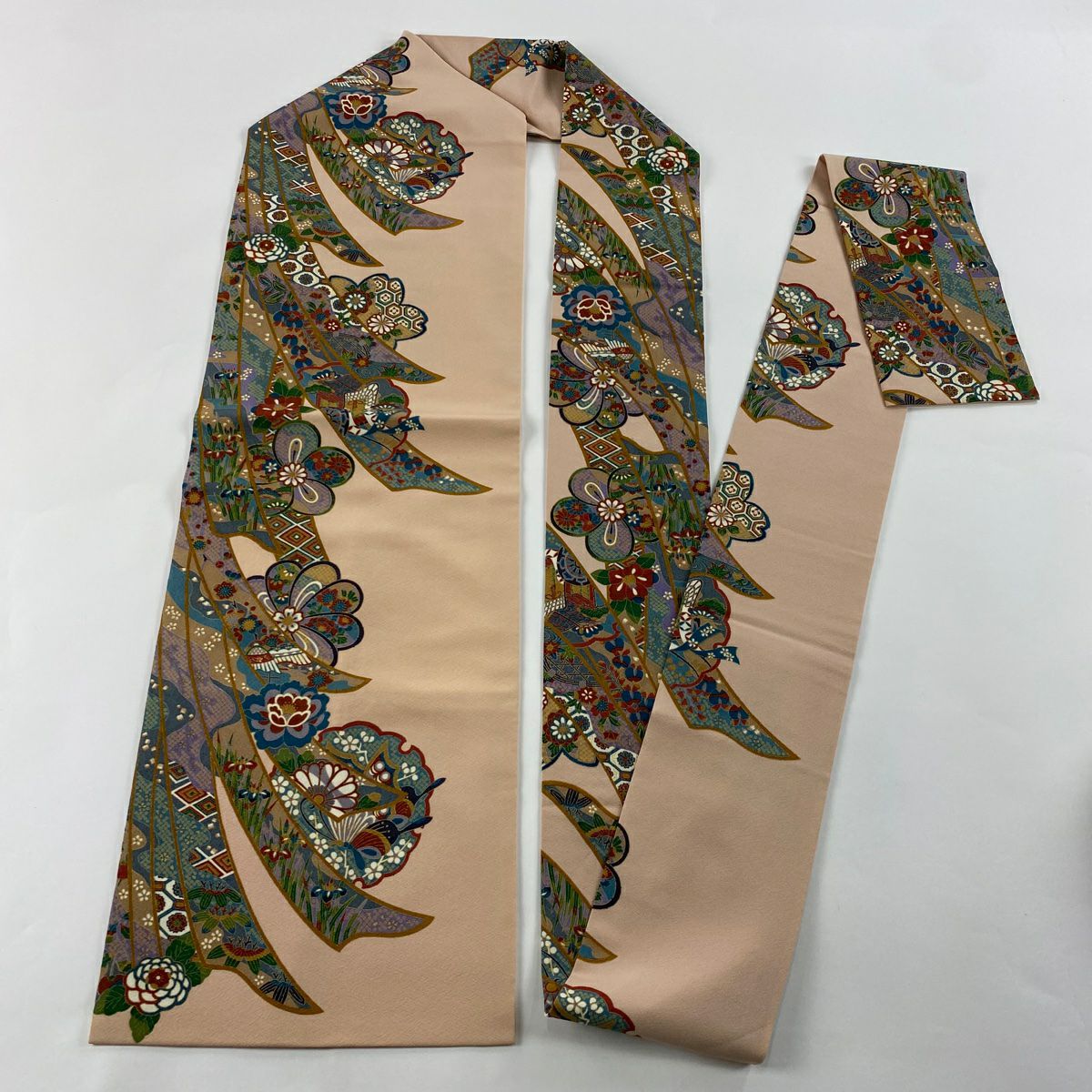名古屋帶 秀品級 熨斗紋 櫻花 金銀彩 粉紅 純蠶絲