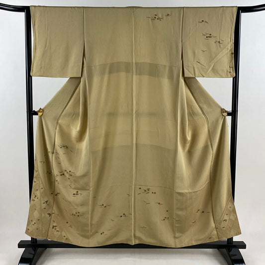 付下 身長156.5cm 袖長63cm S 雙層 吹寄寶盡 刺繡 金線 米色 純蠶絲 優品級
