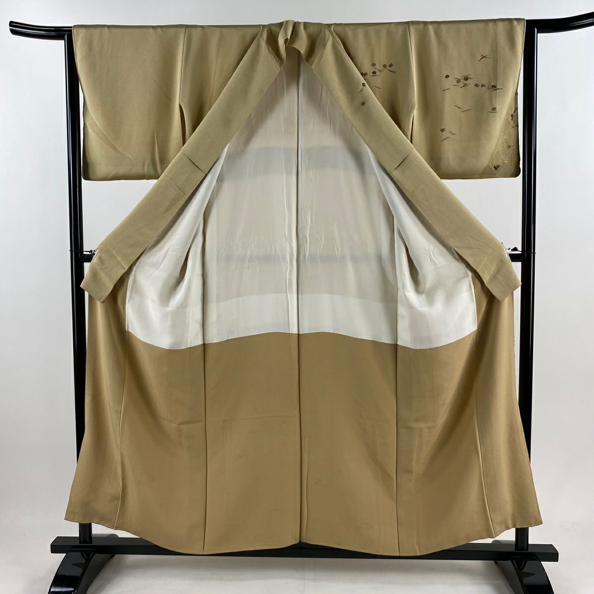 付下 身長156.5cm 袖長63cm S 雙層 吹寄寶盡 刺繡 金線 米色 純蠶絲 優品級