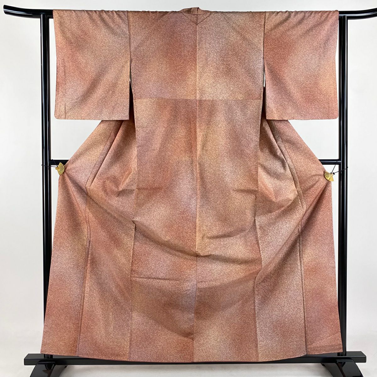 小紋 身長162.5cm 袖長63cm S 雙層 紬織織 幾何學 漸層 粉紅 純蠶絲 美品 秀品級