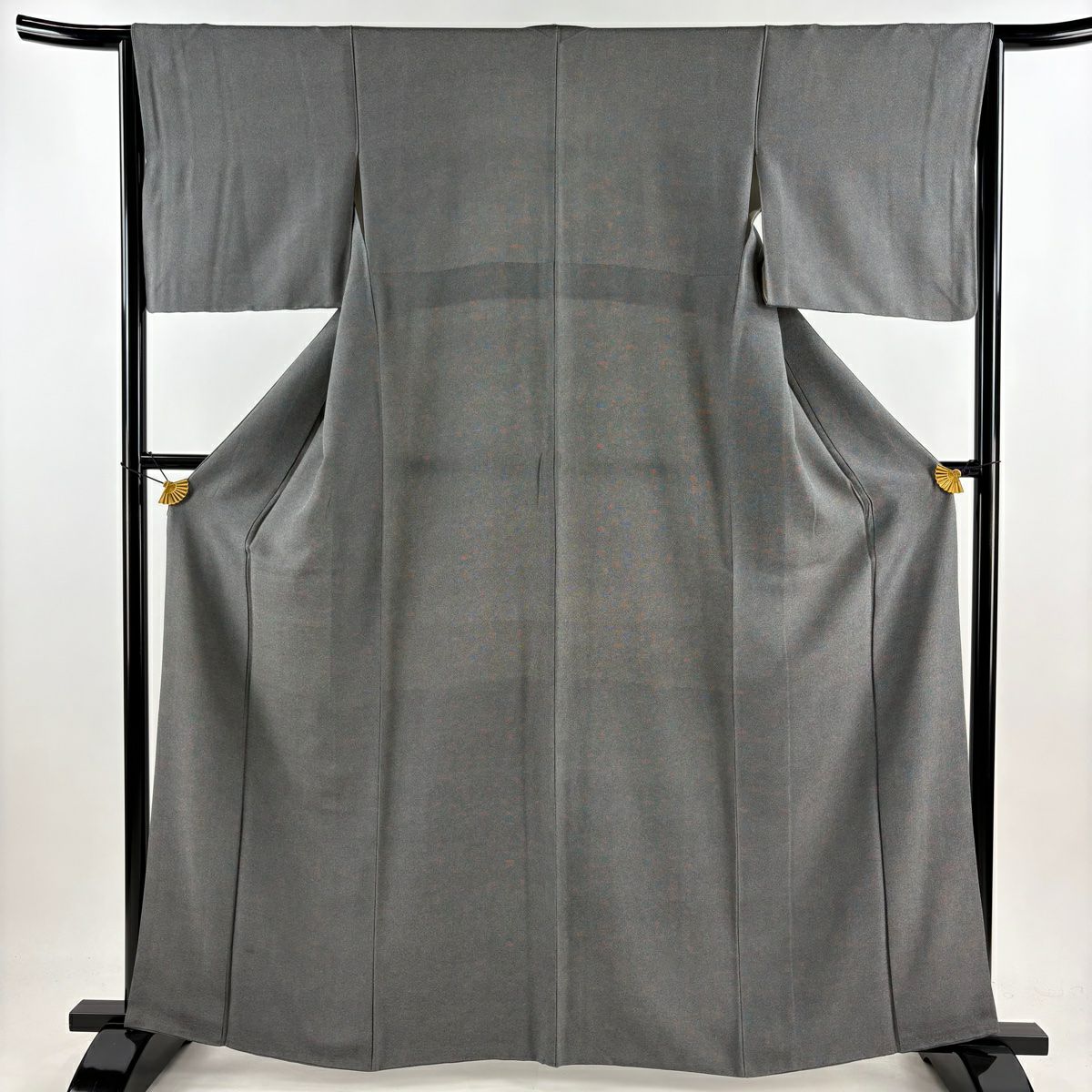 【庫存清倉】 江戶小紋 身長162.5cm 袖長65cm M 雙層 鮫 黑灰 純蠶絲 名品級