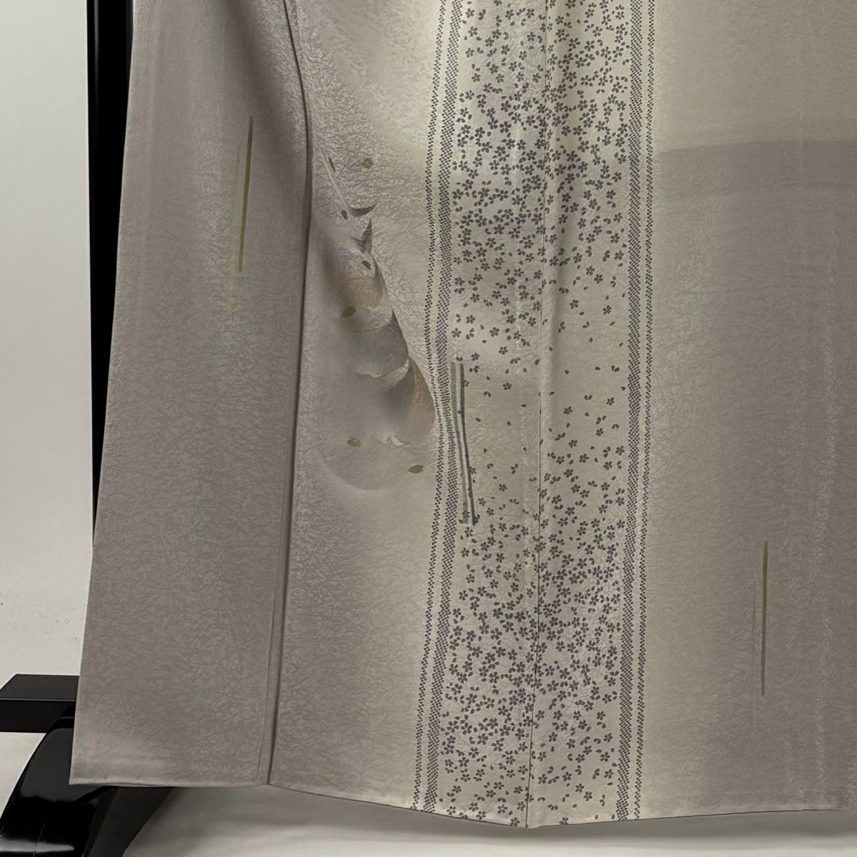 付下 身長164.5cm 袖長68cm L 雙層 落款 櫻花 花瓣 金銀彩 漸層 灰紫 純蠶絲 名品級