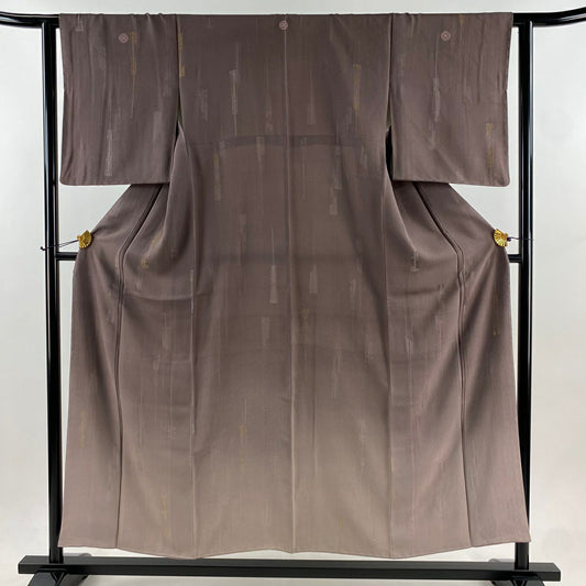 付下 身長151.5cm 袖長62cm S 雙層 幾何學 金糸 漸層 灰紫 純蠶絲 優品級 三つ紋