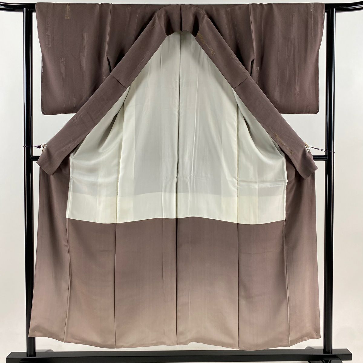 付下 身長151.5cm 袖長62cm S 雙層 幾何學 金糸 漸層 灰紫 純蠶絲 優品級 三つ紋