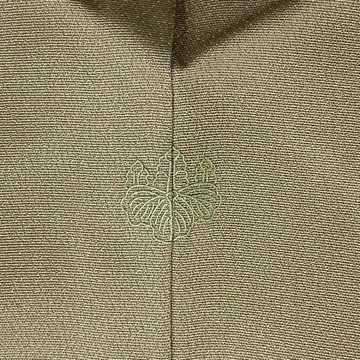 訪問服 身長154.5cm 袖長65cm M 雙層 枝花 流水 刺繡 金糸 灰綠 純蠶絲 秀品級 一つ紋
