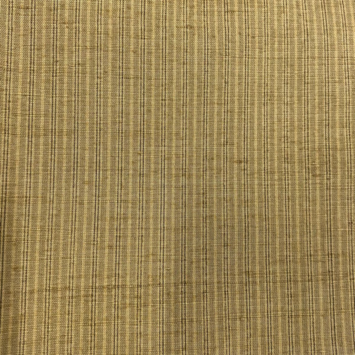 小紋 身長150.5cm 袖長63.5cm S 雙層 紬織織 垂直條紋 茶綠 純蠶絲 美品 優品級