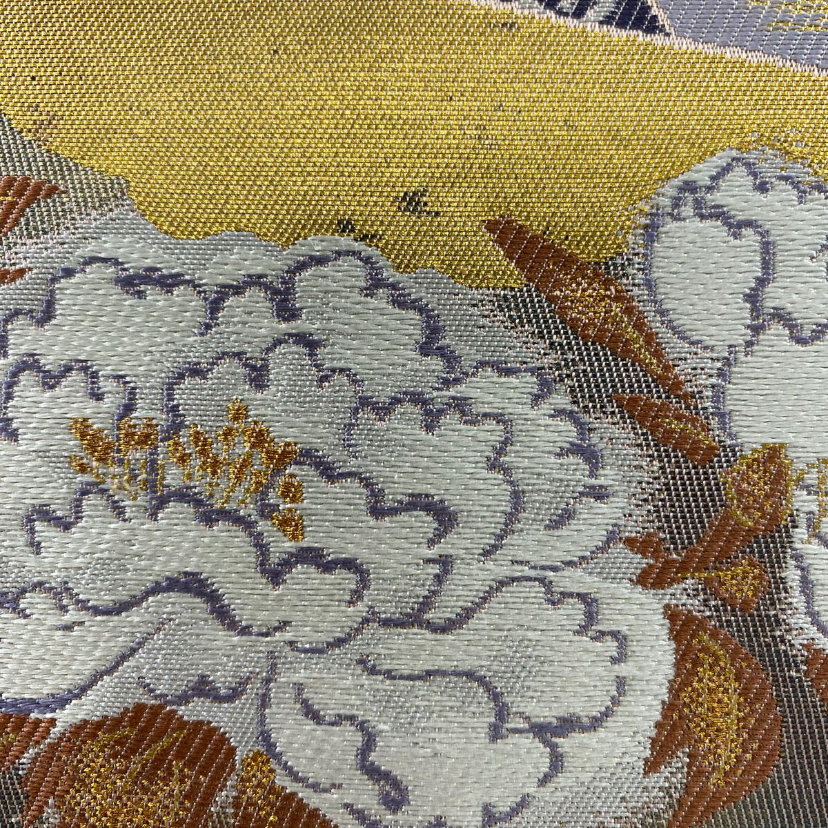袋帶 秀品級 琳派柳橋色紙散佈 金絲 金金箔 粉紅 六通 純蠶絲