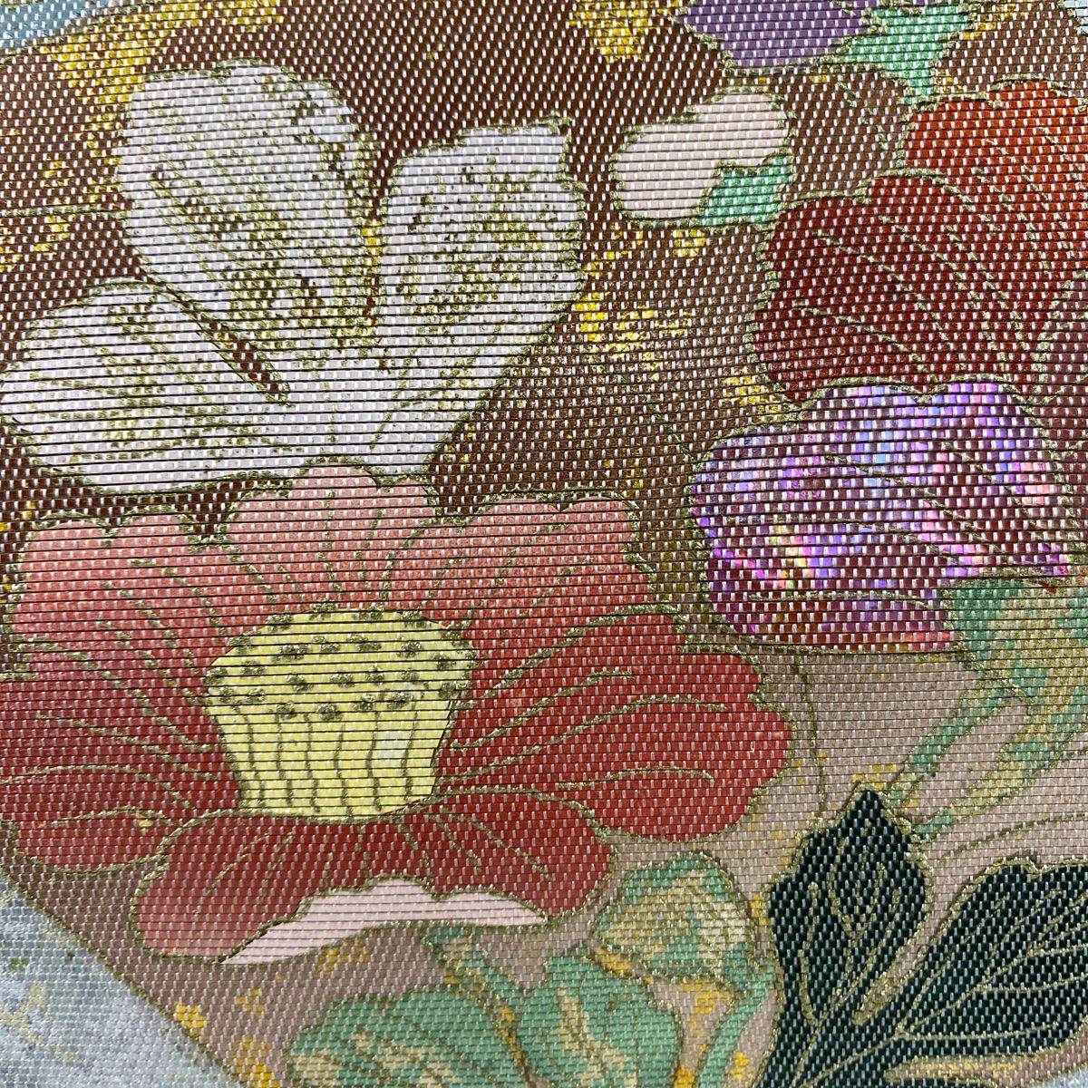 名古屋帶 秀品級 草花紋 桐 螺鈿金金箔金銀彩 純蠶絲