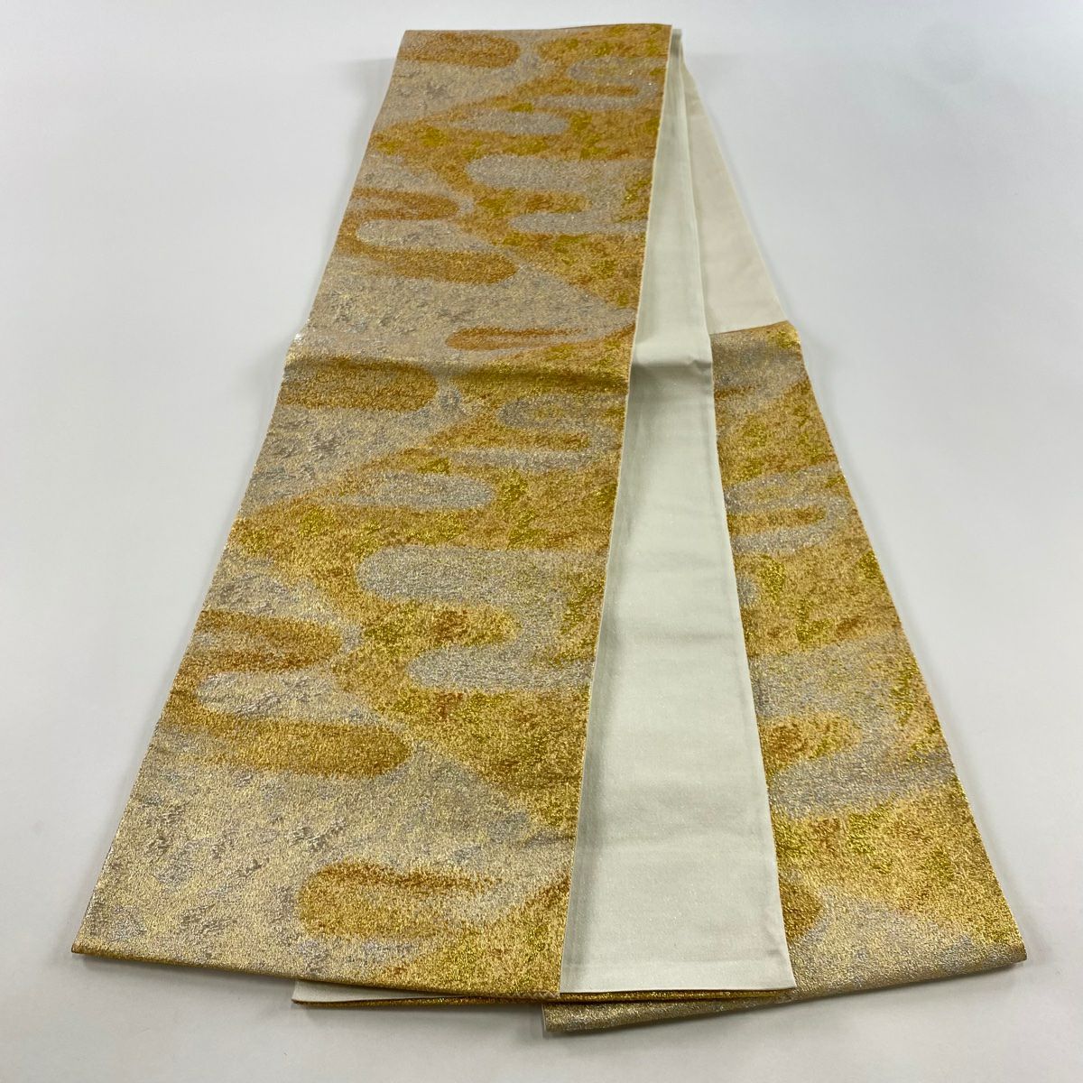 袋帶 秀品級 鳥霞 銀線 金金箔 金色 六通 純蠶絲