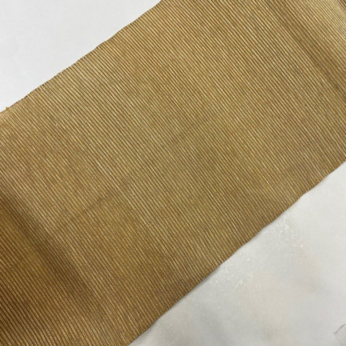 名古屋帶 美品 優品級 夏帶 八寸名古屋帶 松樹葉仕立 幾何學圖案 薄黃土 純蠶絲