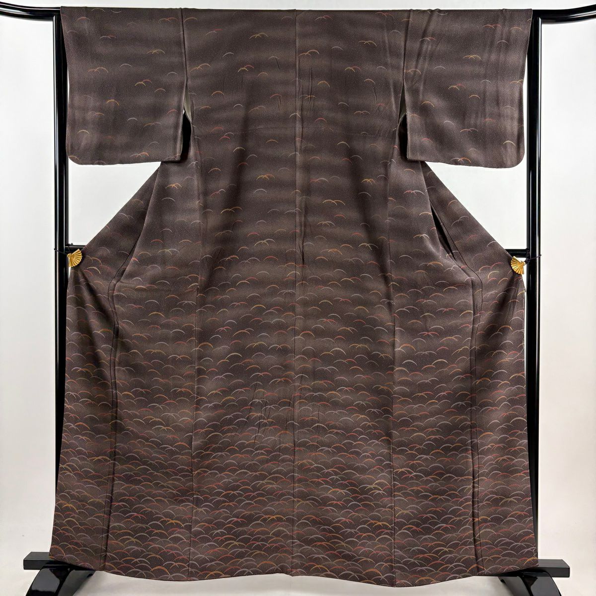 付下 身長162.5cm 袖長62cm S 雙層 芝霞 金銀彩 茶紫 純蠶絲 優品級