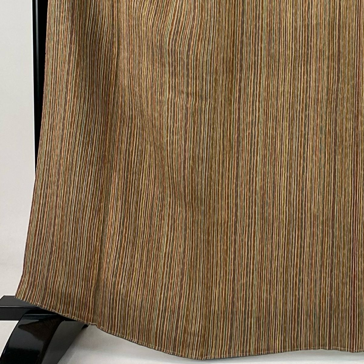 小紋 身長163.5cm 袖長62.5cm S 雙層 縞紋 絞緬 茶 純蠶絲 美品 秀品級