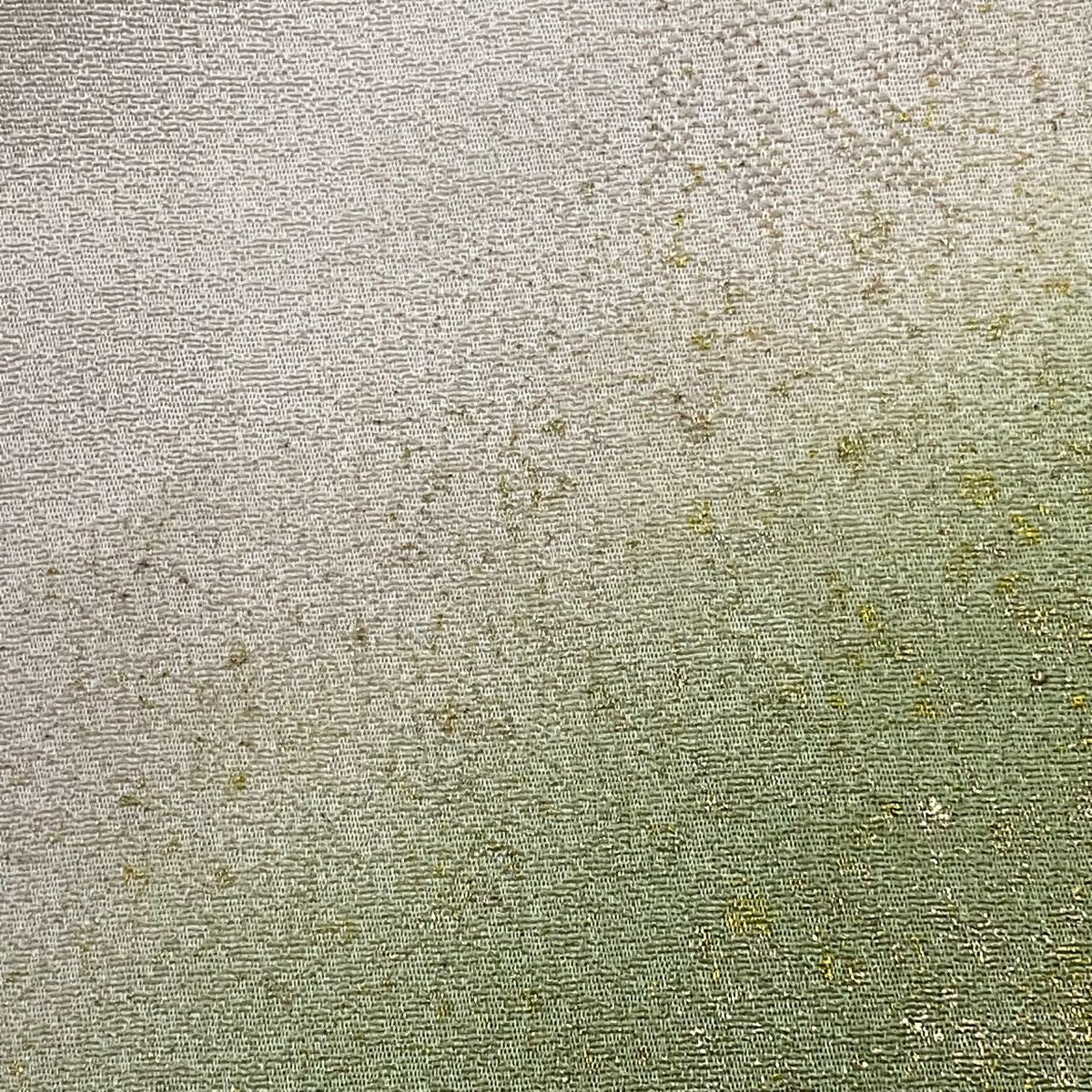 訪問服 身長154cm 袖長64cm M 雙層 雪輪 菊花 刺繡 金彩裝飾 薄綠 純蠶絲 秀品級