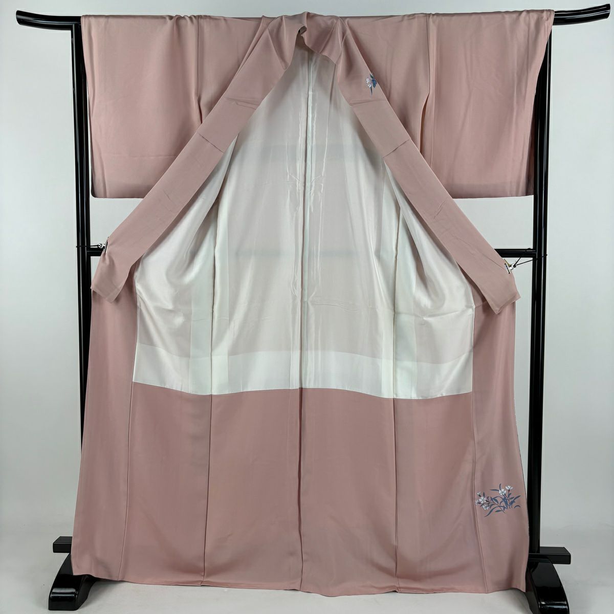 訪問服 身長169cm 袖長67.5cm L 雙層 草花紋紋 川 金銀彩 漸層 粉紅 純蠶絲 優品級 一個紋