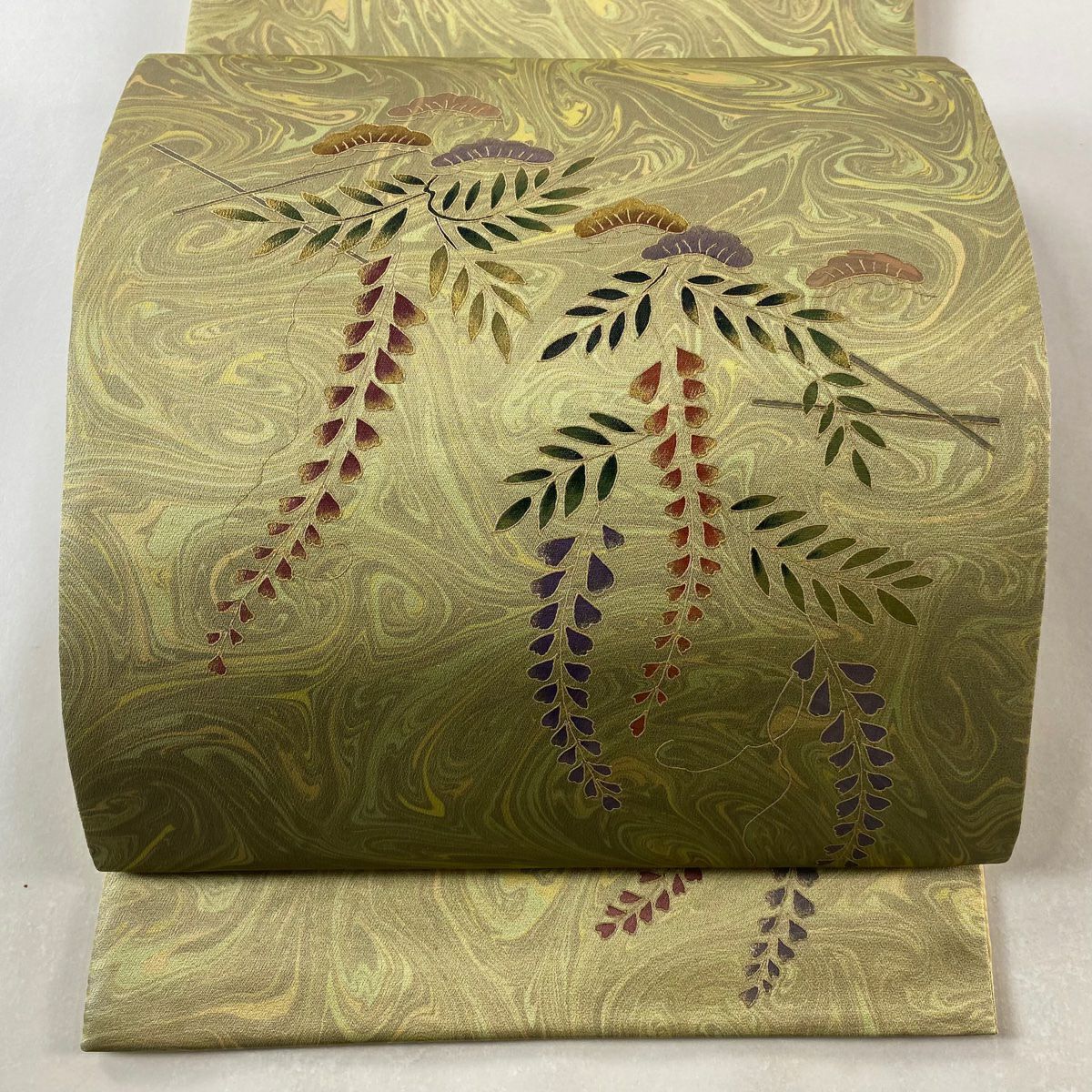 袋帶 美品 秀品級 藤 笠松樹 金銀彩 金茶 お太鼓圖案 純蠶絲