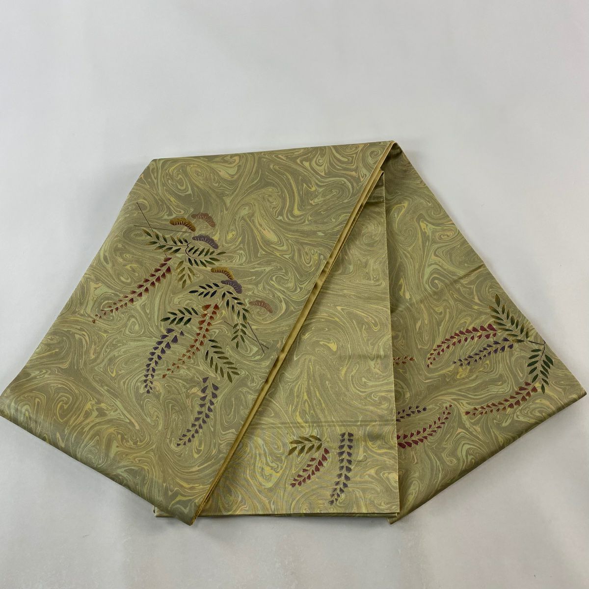 袋帶 美品 秀品級 藤 笠松樹 金銀彩 金茶 お太鼓圖案 純蠶絲