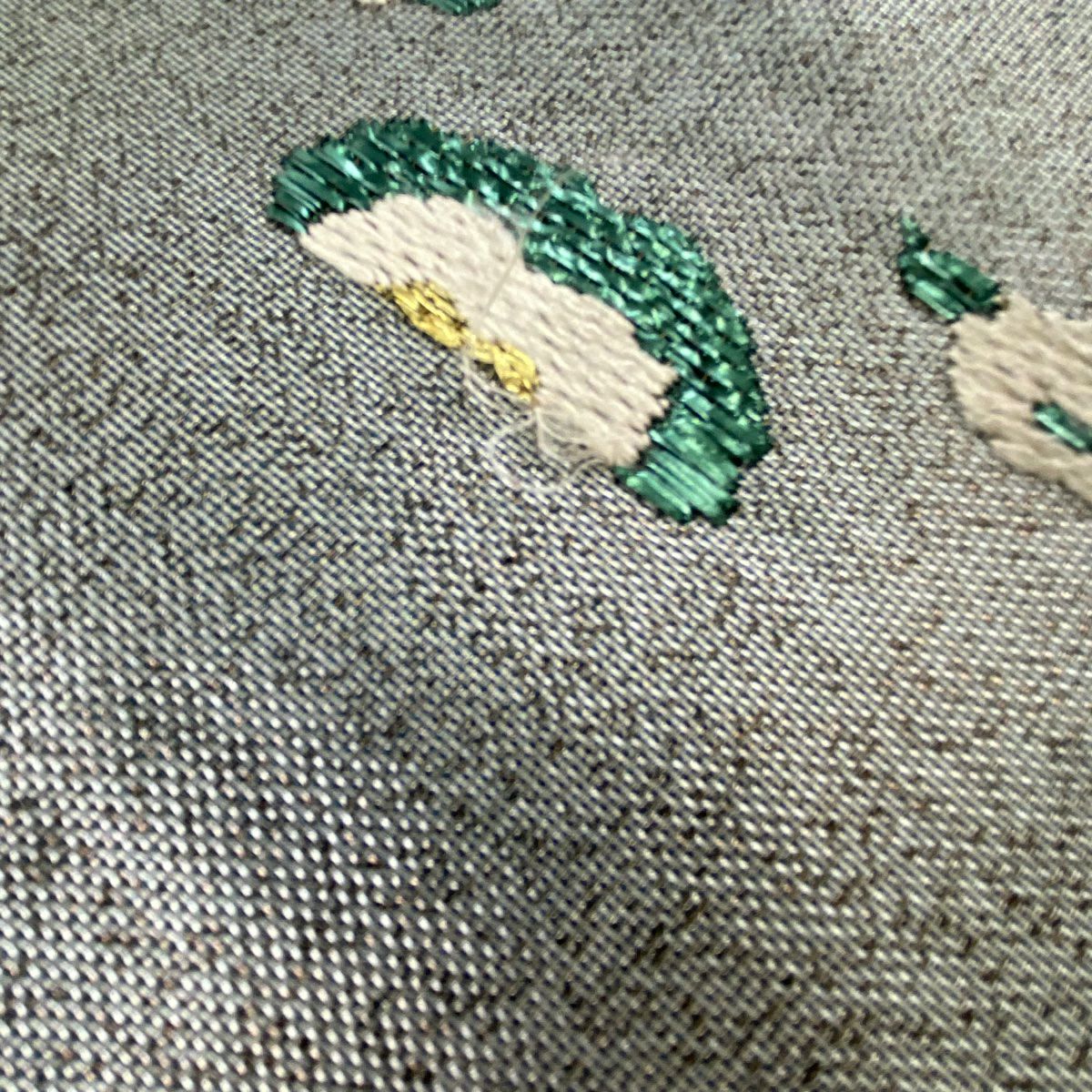 【庫存清倉】 袋帶 名品級 草花紋紋 鳥 金絲 金金箔 銀 六通 純蠶絲