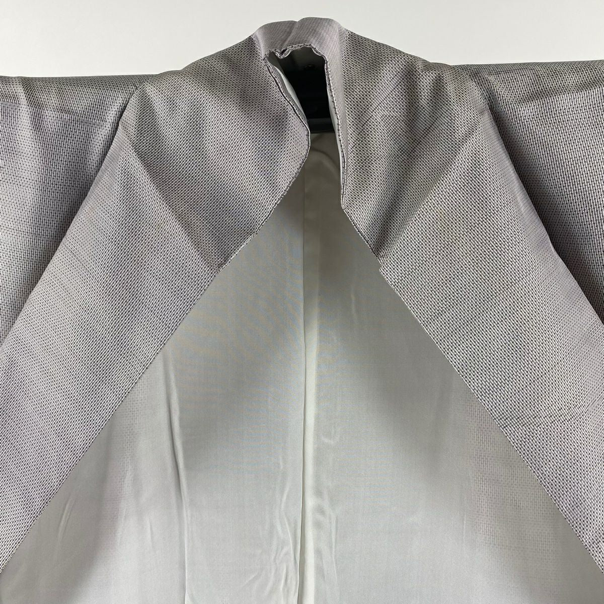 大島紬織 身長156.5cm 袖長66cm M 雙層 都喜ヱ門 證書齊全 蝶 露草 灰紫 純蠶絲 逸品級