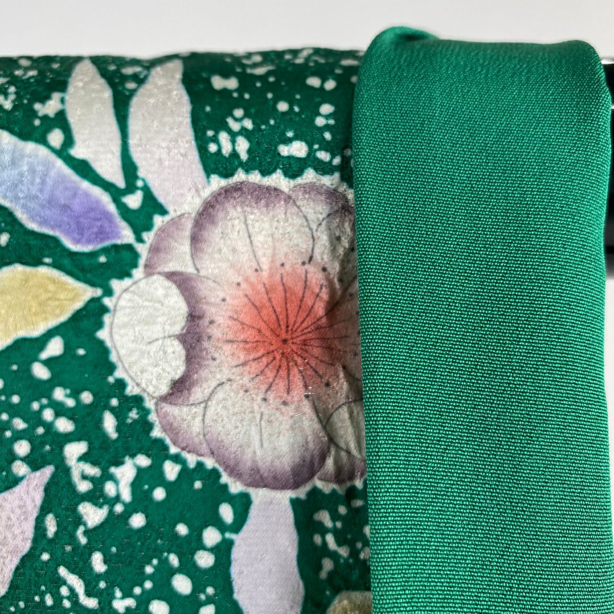 【美品】振袖禮服 身長169cm 袖長68cm L 雙層 德永正峰 落款あり 辻花染 銀通し 染分 綠 純蠶絲 逸品級