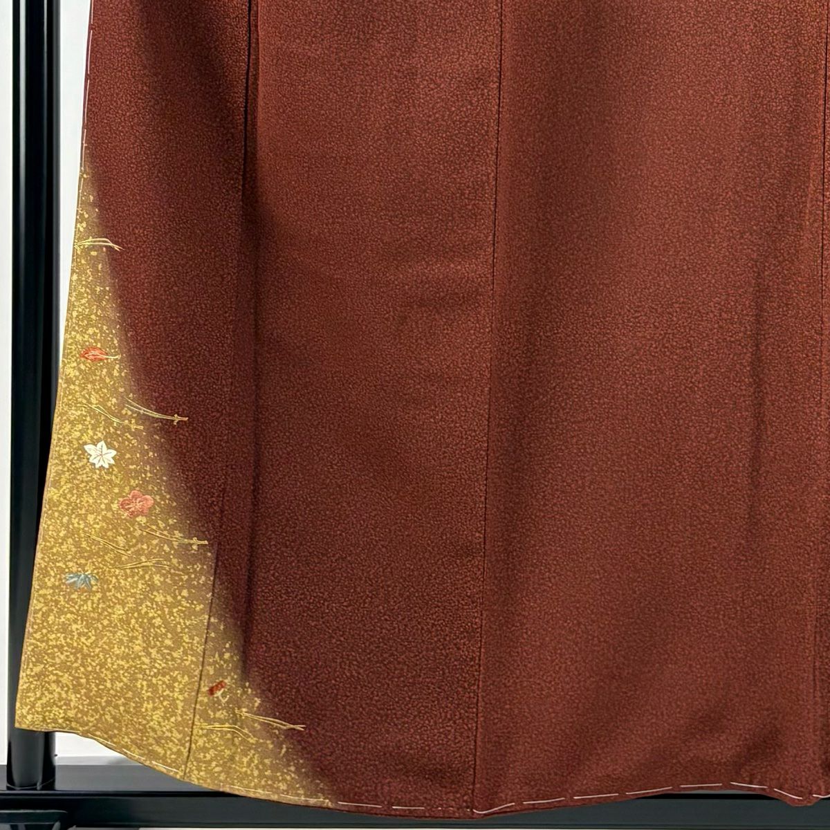 付下 身長156cm 袖長62.5cm S 雙層 松樹竹子梅花 刺繡 金線 紅茶 純蠶絲 優品級