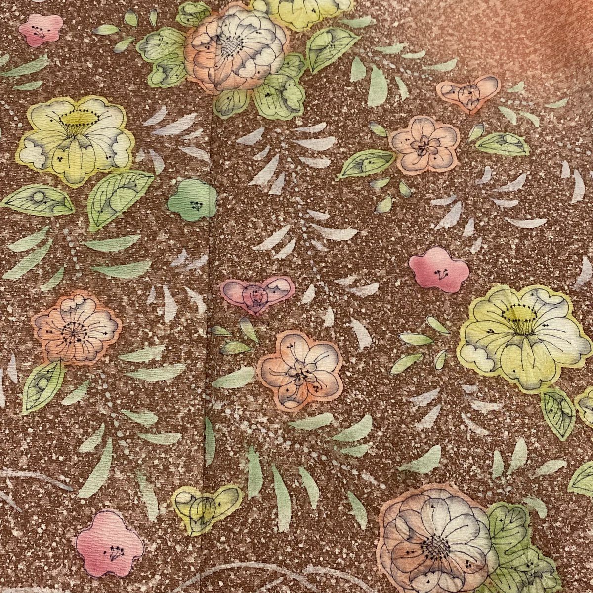 訪問服 身長161cm 袖長66.5cm M 雙層 辻花染 芝 染分 ぼかし 鮭粉色 純蠶絲 美品 名品級