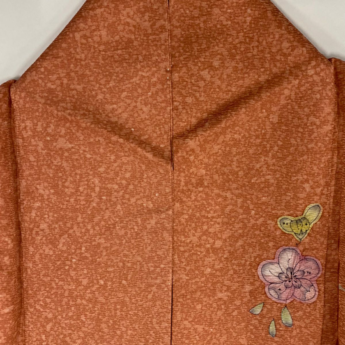訪問服 身長161cm 袖長66.5cm M 雙層 辻花染 芝 染分 ぼかし 鮭粉色 純蠶絲 美品 名品級