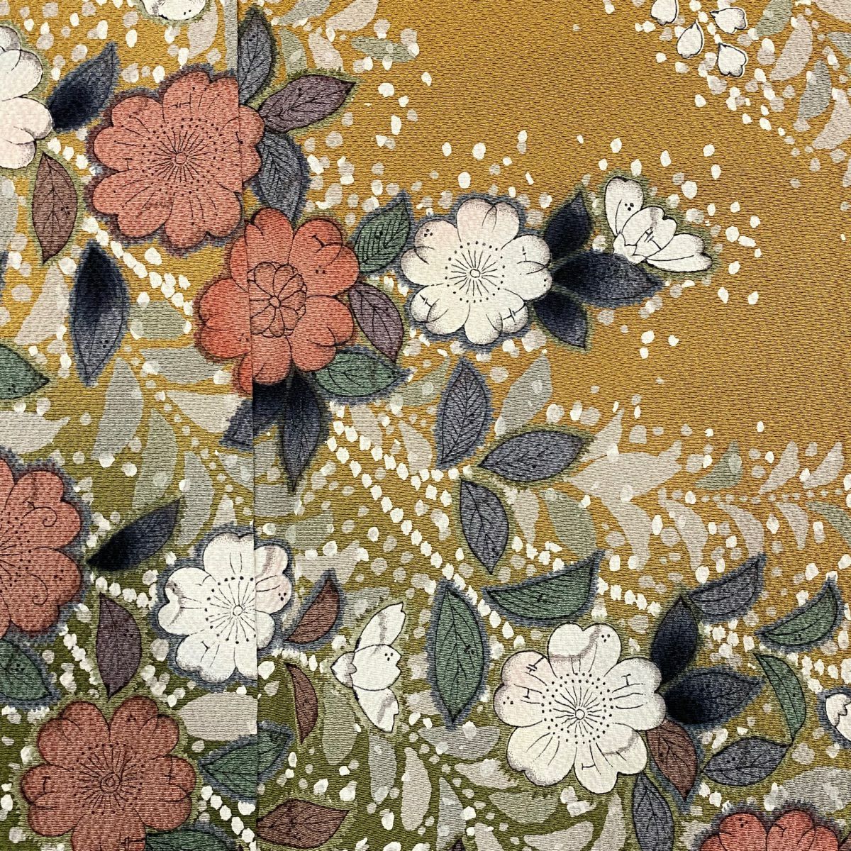 【庫存清倉】訪問服 身長159.5cm 袖長65.5cm M 雙層 辻花染圖案 漸層山吹茶 純蠶絲 名品級