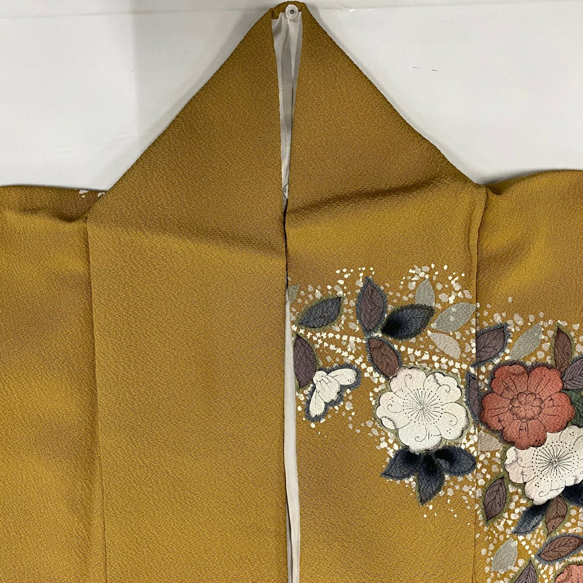 【庫存清倉】訪問服 身長159.5cm 袖長65.5cm M 雙層 辻花染圖案 漸層山吹茶 純蠶絲 名品級