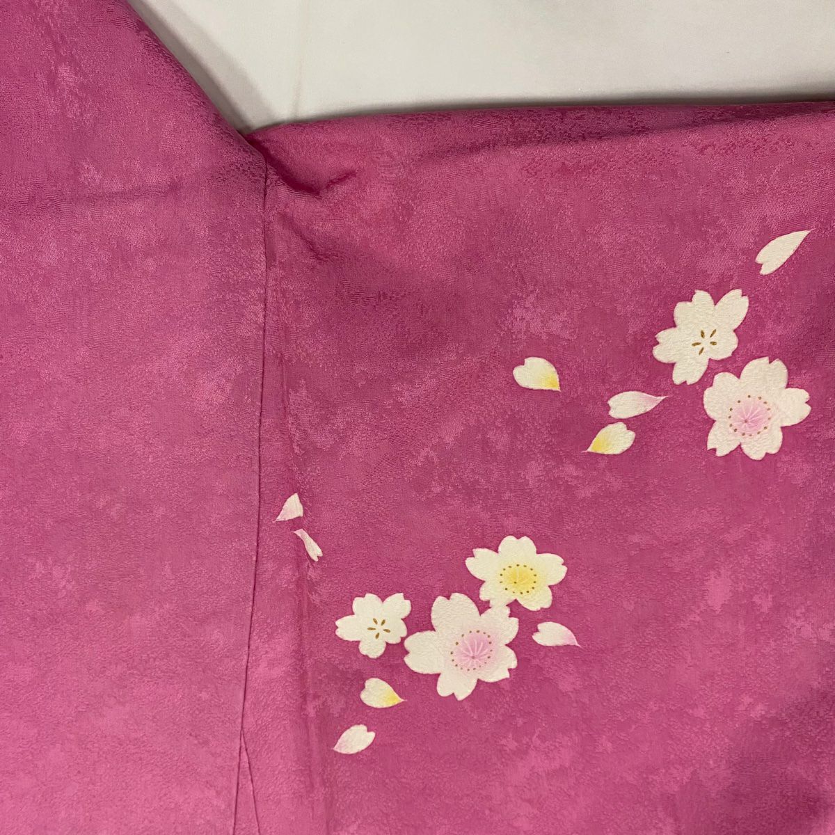 振袖禮服 身長171cm 袖長70cm L 雙層櫻花花瓣金銀彩暈染粉色純蠶絲名品級