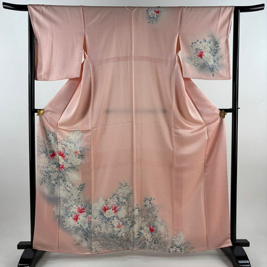 訪問服 身長163cm 袖長65.5cm M 雙層 草花紋紋 漸層 粉紅 純蠶絲 優品級