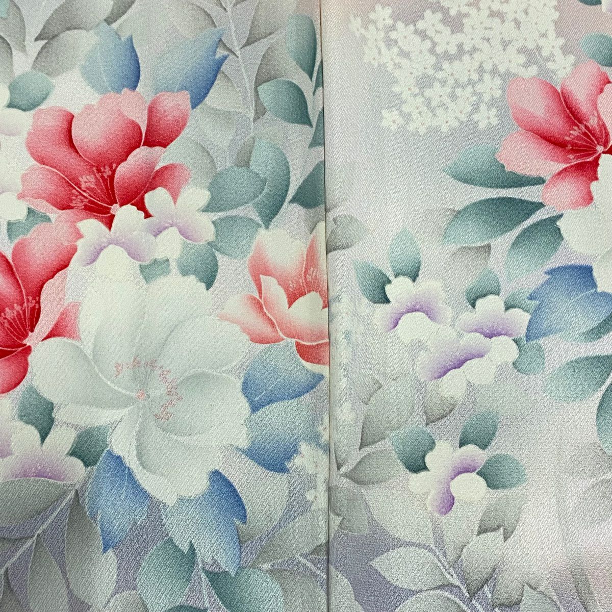 訪問服 身長163cm 袖長65.5cm M 雙層 草花紋紋 漸層 粉紅 純蠶絲 優品級