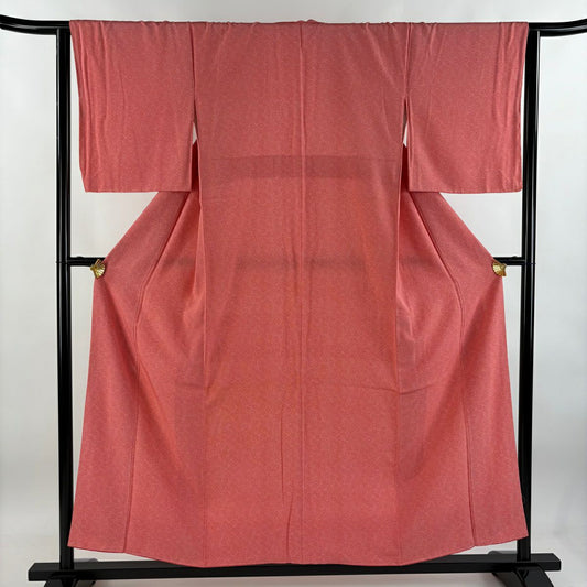 江戶小紋 身長155cm 袖長63cm S 雙層 花 粉紅 純蠶絲 優品級