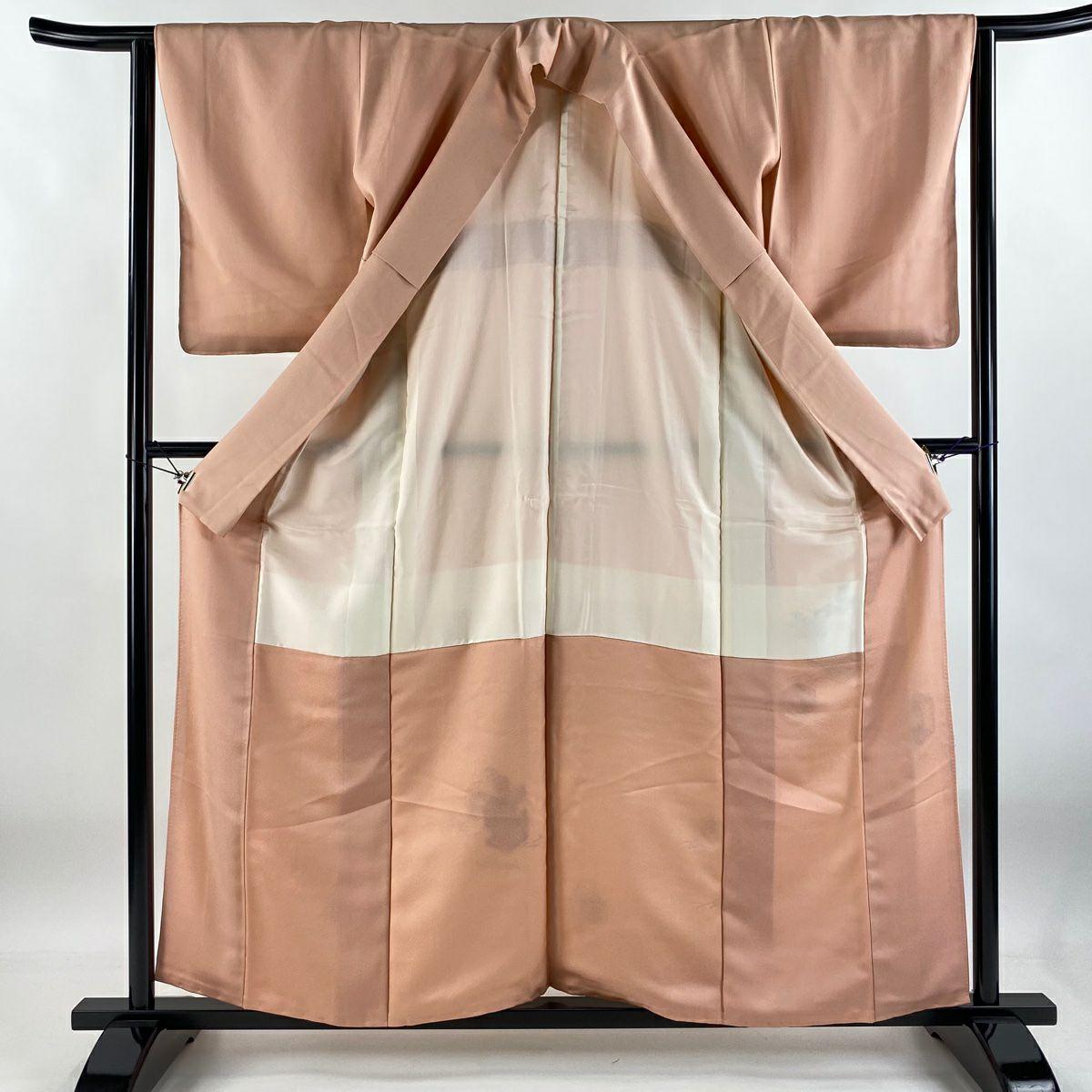 付下 身長160cm 袖長62cm S 雙層 龜甲 草花紋紋 金彩裝飾 蘇州刺繡 粉紅 純蠶絲 秀品級 一個紋