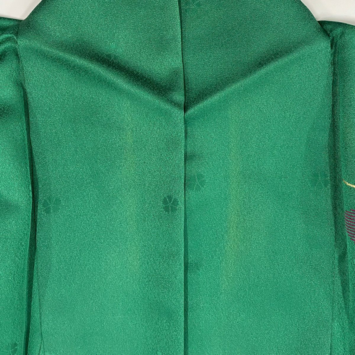 【清倉特賣】振袖禮服 身長167cm 袖長67cm M 雙層 梅花 蝶 金銀彩 綠 純蠶絲 名品級