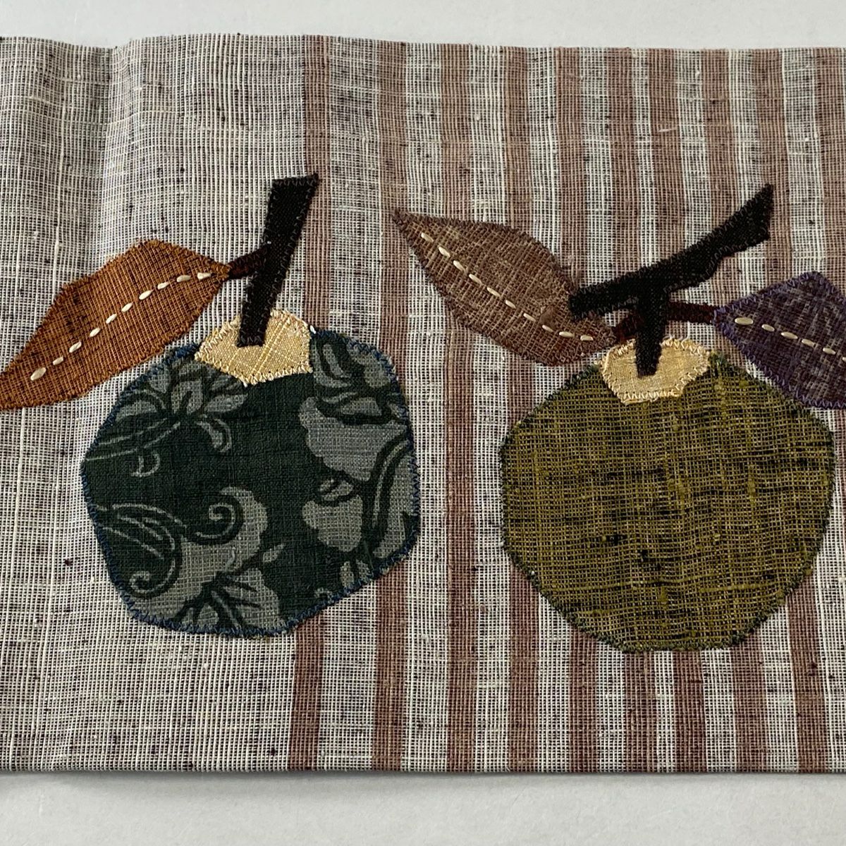 名古屋帶 秀品級 紬織織 生物 縞紋 刺繡 灰紫 純蠶絲
