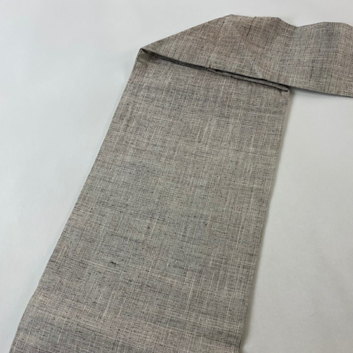 名古屋帶 秀品級 紬織織 生物 縞紋 刺繡 灰紫 純蠶絲