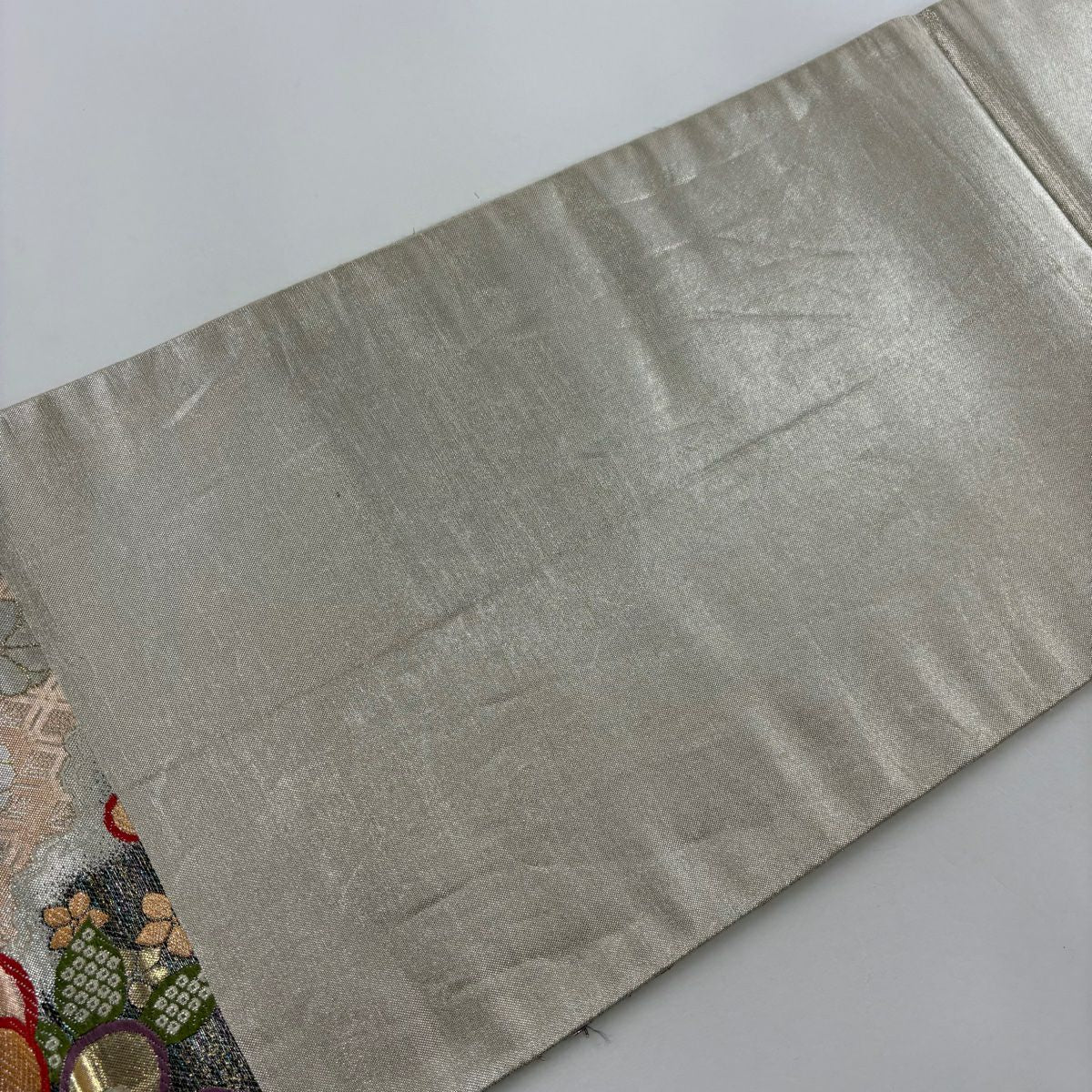 袋帶 秀品級 梅花 草花紋 金銀絲 金金箔 淺橙 六通 純蠶絲