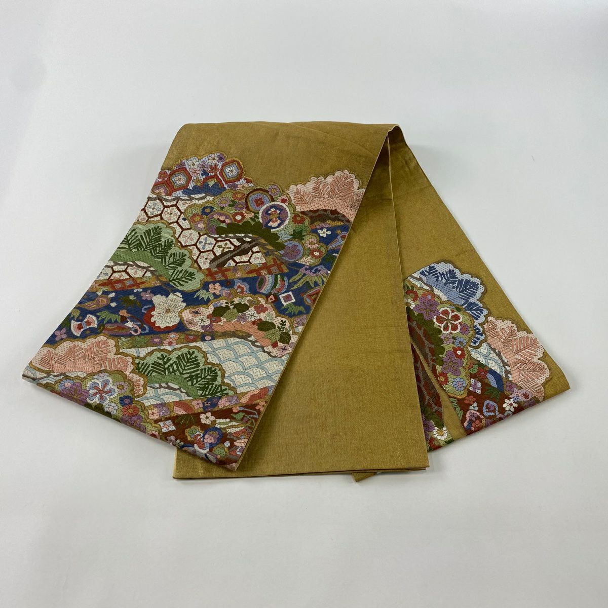袋帶 名品級 松樹竹子梅花 寶盡 金絲 金 純蠶絲