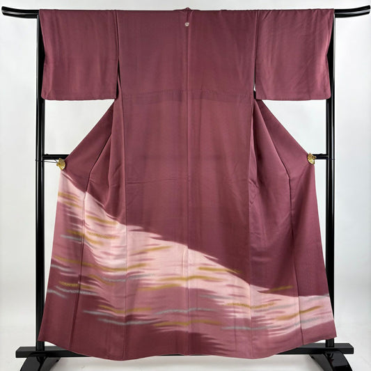 紅留袖禮服 身長158cm 袖長65.5cm M 雙層 霞 金銀彩 漸層 紅紫 純蠶絲 優品級 一つ紋