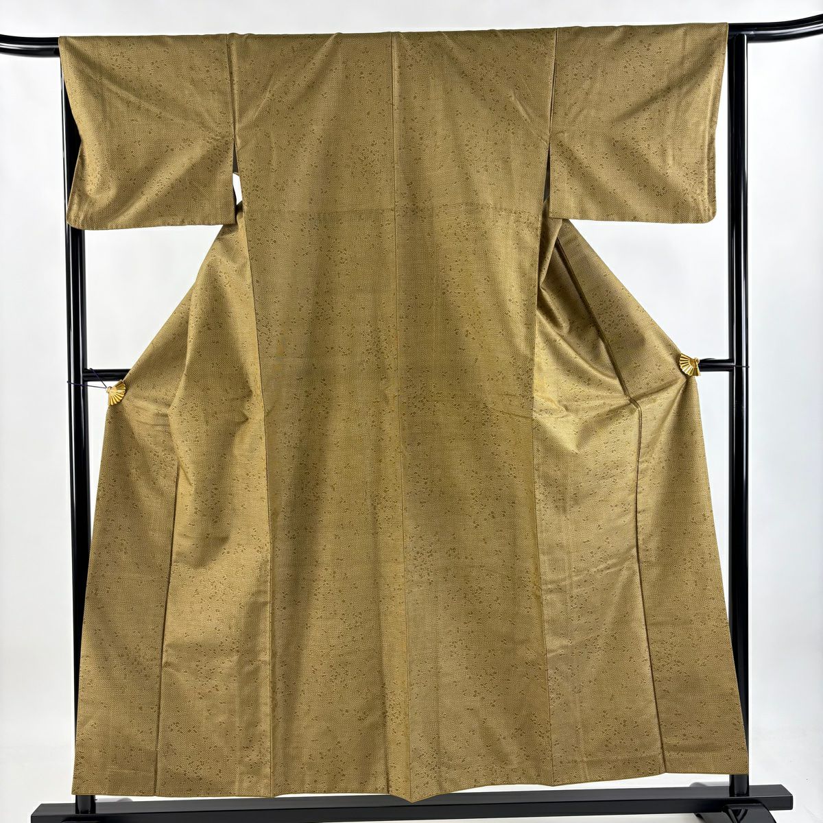 紬織 身長155.5cm 袖長65cm M 雙層 幾何圖案 茶綠 純蠶絲 美品 優品級
