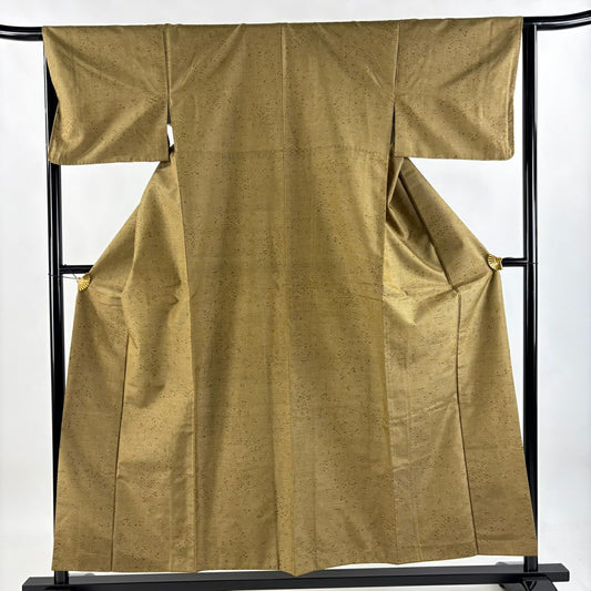 紬織 身長155.5cm 袖長65cm M 雙層 幾何圖案 茶綠 純蠶絲 美品 優品級