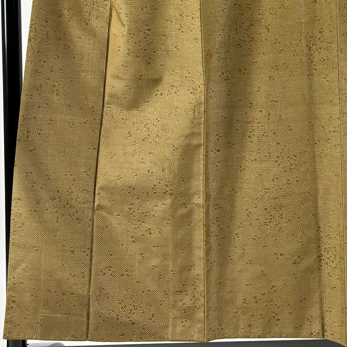 紬織 身長155.5cm 袖長65cm M 雙層 幾何圖案 茶綠 純蠶絲 美品 優品級