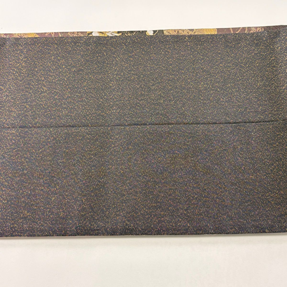 【美品】 袋帶 秀品級 色紙 草花紋 金絲 金金箔 金 六通 純蠶絲