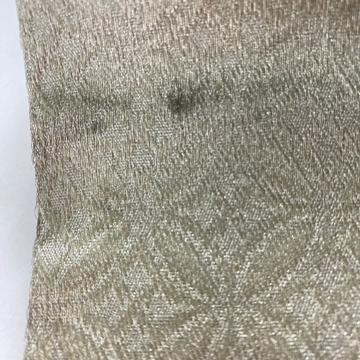 【美品】 袋帶 秀品級 ますいわ屋 扇子面 七寶 金銀絲 銀色 六通 純蠶絲